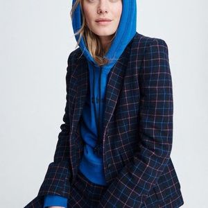 Rag and Bone Nancie Wool Blazer in Navy Check